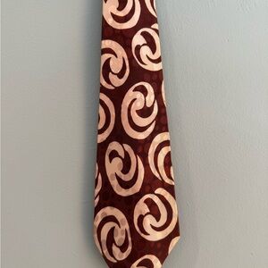 Vintage Burgundy and Cream Swirl Pattern Silk Tie made by Arrow